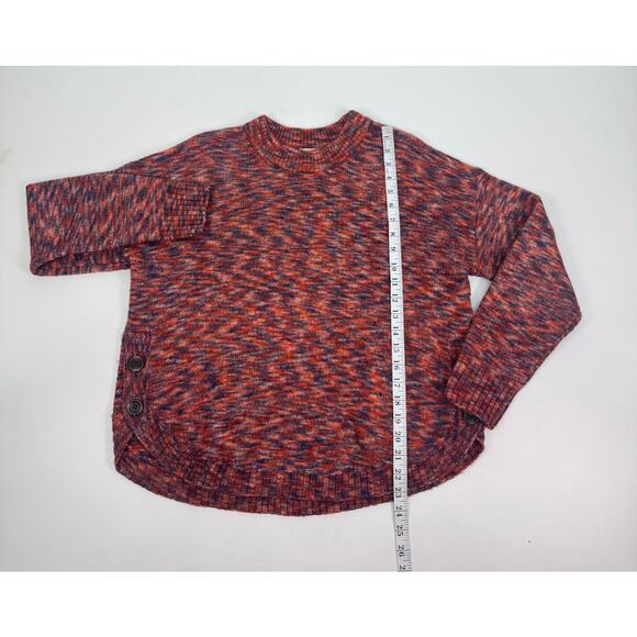 Madewell Red Multicolor Marled Knit Side Button Sweater Size Large - Picture 9 of 9